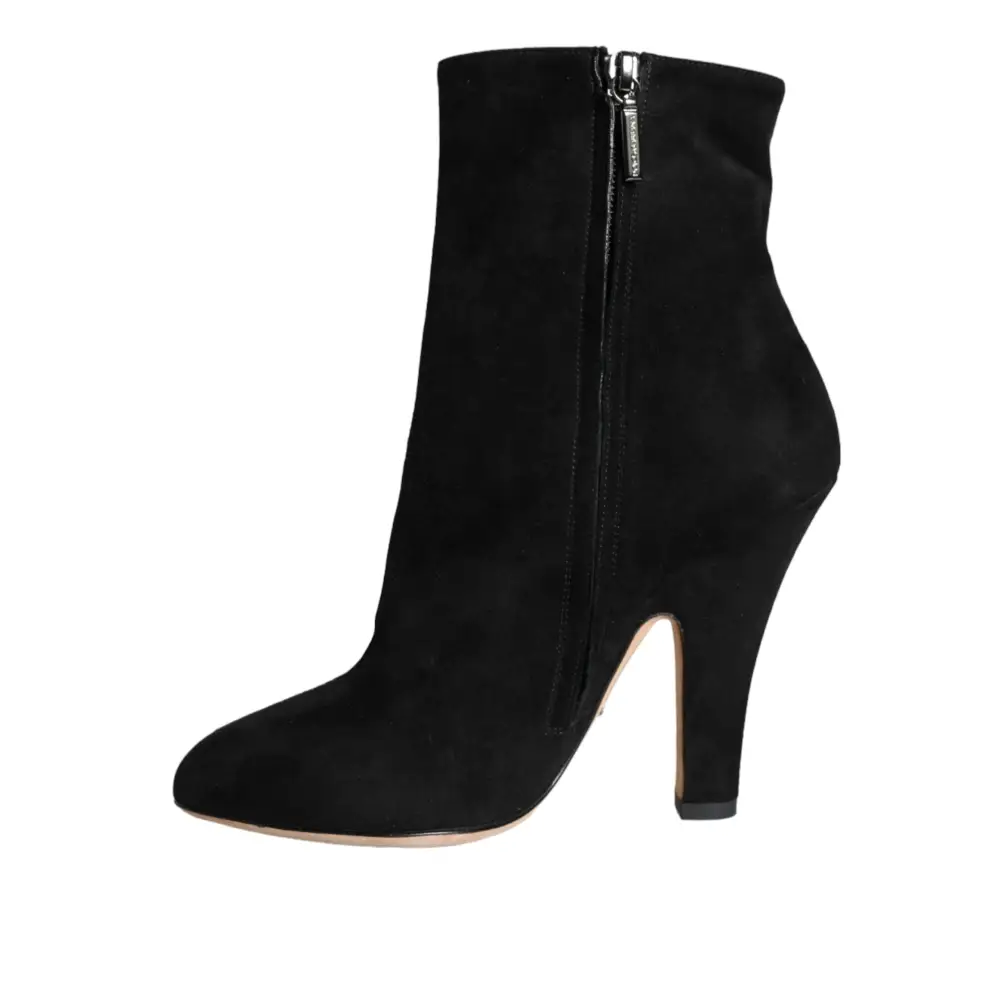 Dolce & Gabbana Schwarze Wildleder Mid Calf Stiefel Schuhe - EU36/US5.5