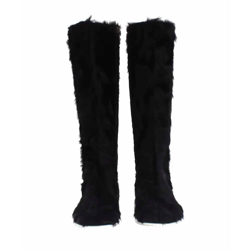 Dolce & Gabbana Schwarze Xiangao Lammfell-Lederstiefel - EU36/US5.5