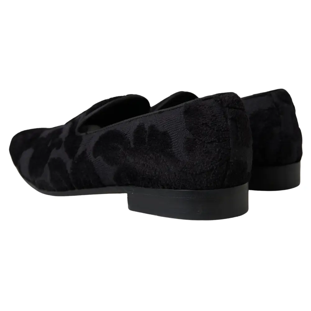 Dolce & Gabbana Schwarzer Brokat Loafers Formelle Schuhe - EU44/US11