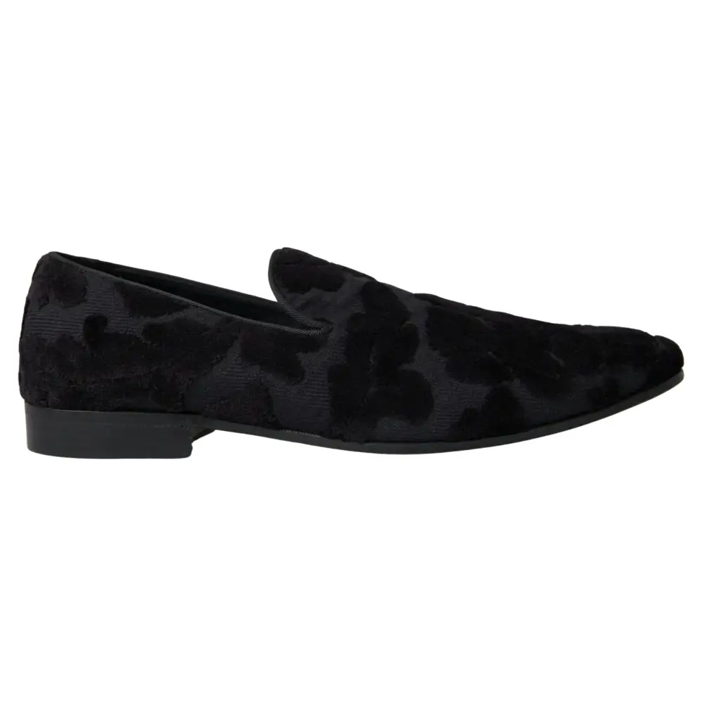 Dolce & Gabbana Schwarzer Brokat Loafers Formelle Schuhe - EU44/US11