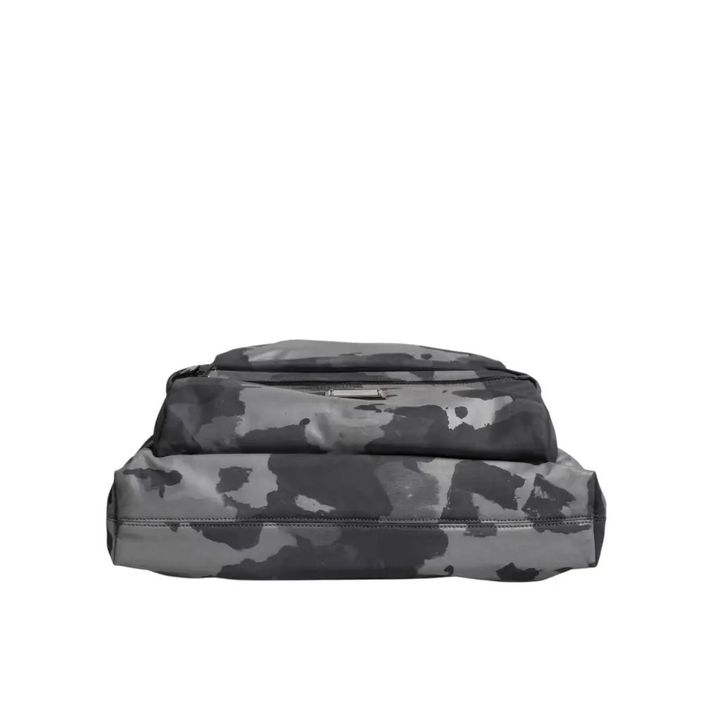 Dolce & Gabbana Schwarzer Camouflage-Schulterriemen Logo-Plakette Tasche