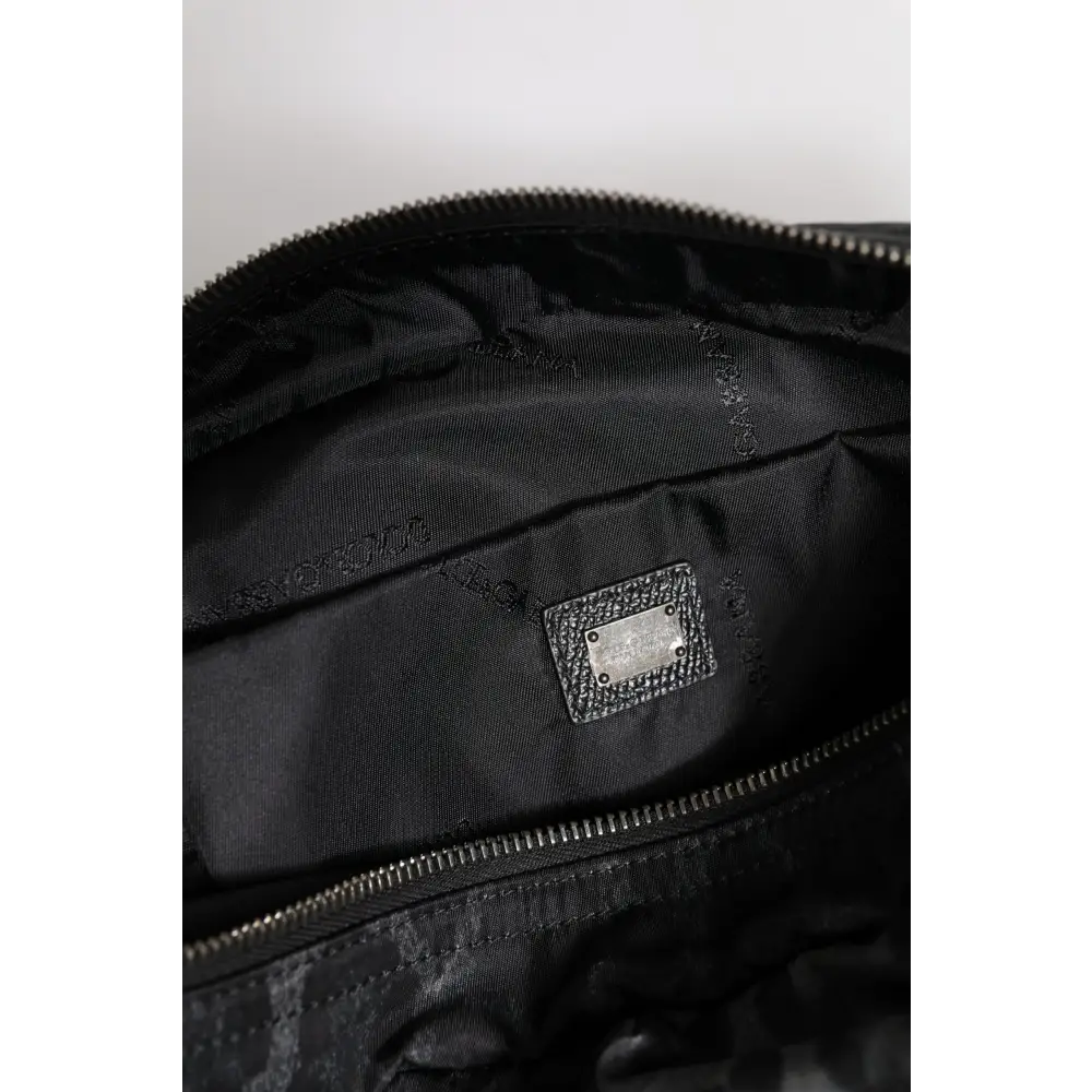 Dolce & Gabbana Schwarzer grauer Leopard DG Logo Gürtel Taille Gürteltasche