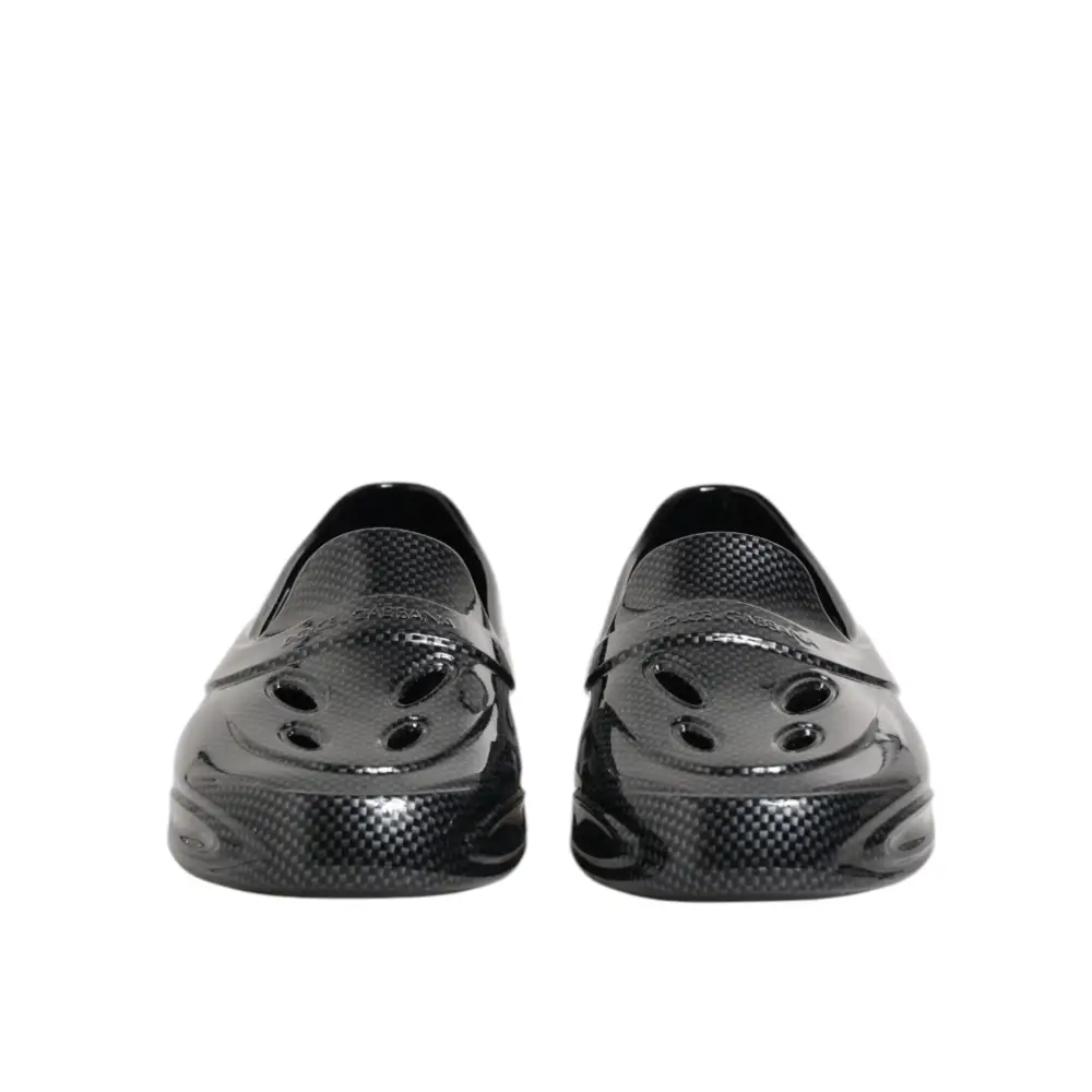 Dolce & Gabbana Schwarzer Gummi Rutschen Low Top Sneakers Schuhe - EU44/US11