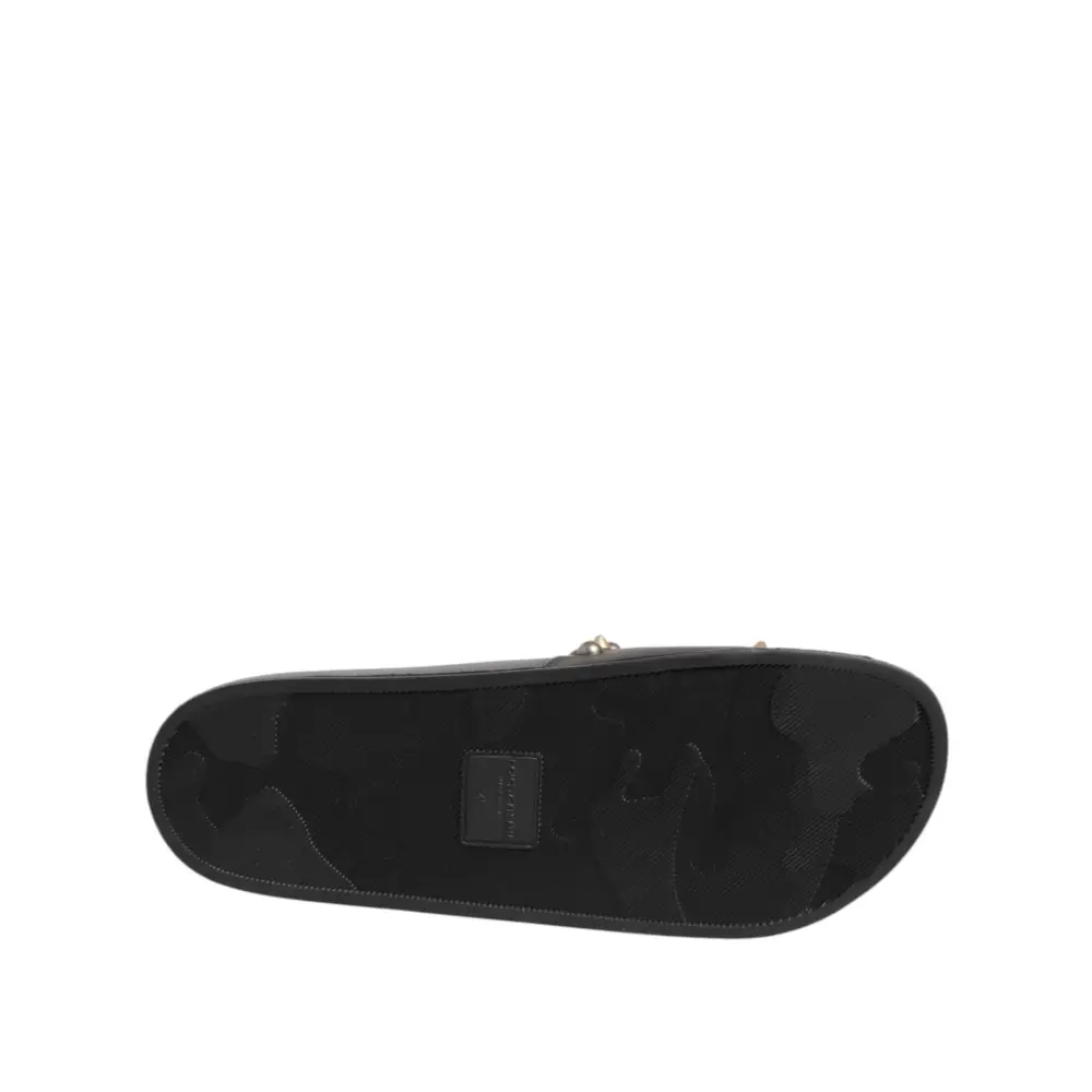 Dolce & Gabbana Schwarzer Gummi Sacred Heart Slides Männer Beachwear Schuhe - EU45/US12