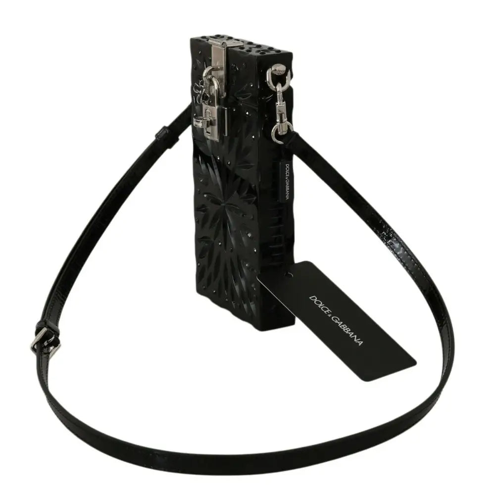 Dolce & Gabbana Schwarzer Kristall Plexiglas Kreuz Zigarettenetui Halter