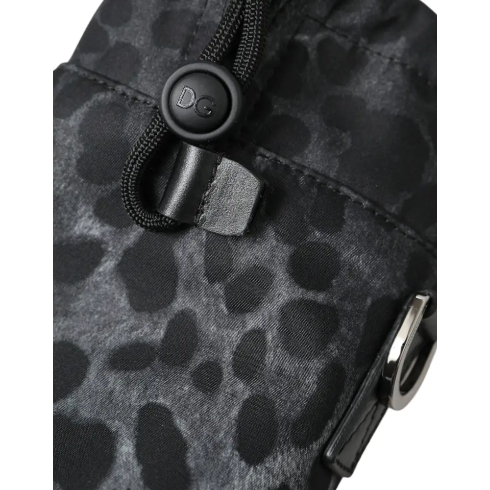Dolce & Gabbana Schwarzer Leopard Runde schlanke Tote Flaschenhaltertasche