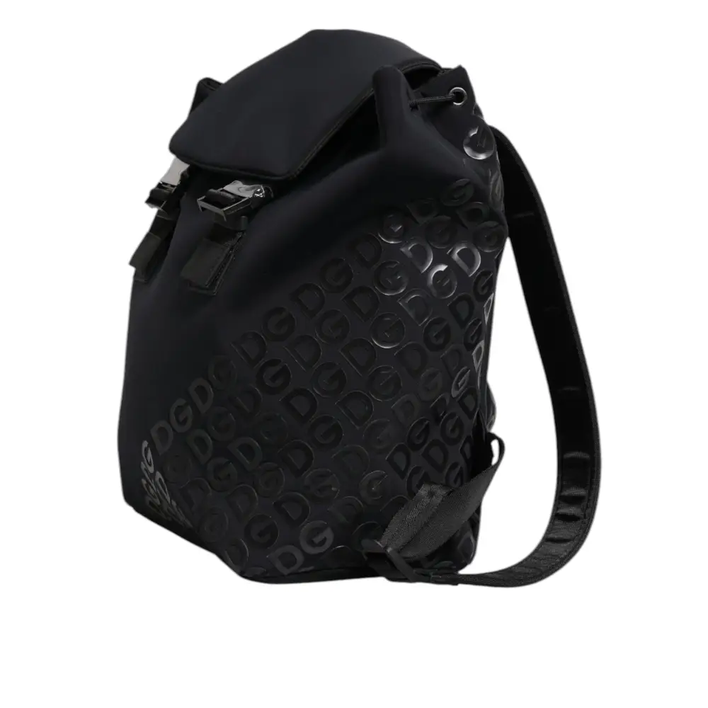 Dolce & Gabbana Schwarzer Neopren Nylon DG Logo Schulrucksack Tasche
