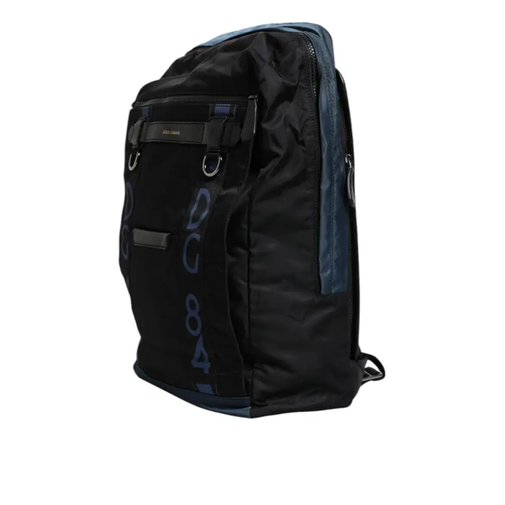 Dolce & Gabbana Schwarzer Nylon DG Logo Schulrucksack Tasche