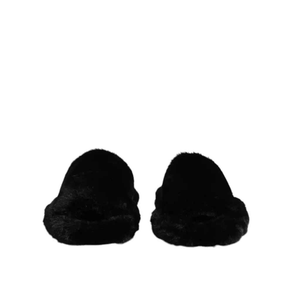 Dolce & Gabbana Schwarzer Polyester-Samt Pantoffel Schuhe - EU39/US6