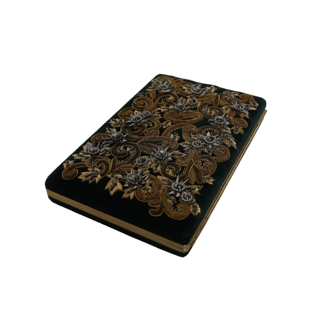 Dolce & Gabbana Schwarzer Samt Goldrahmen Clutch Abend Party Handtasche