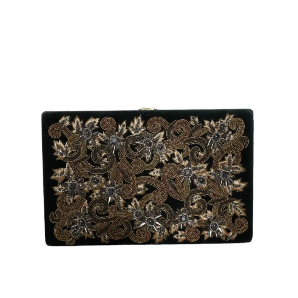 Dolce & Gabbana Schwarzer Samt Goldrahmen Clutch Abend Party Handtasche