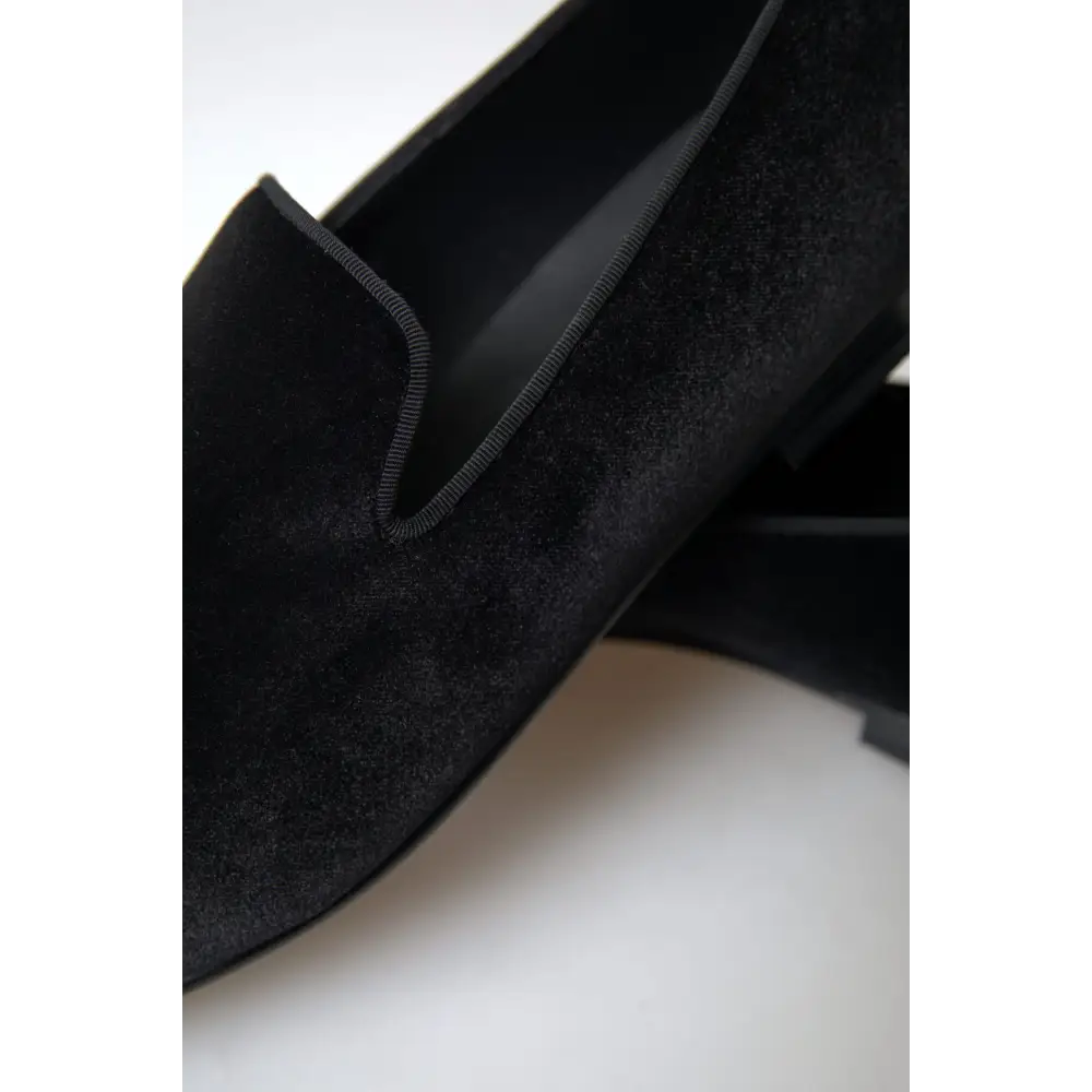 Dolce & Gabbana Schwarzer Samt Loafers Formelle Schuhe - EU39/US6