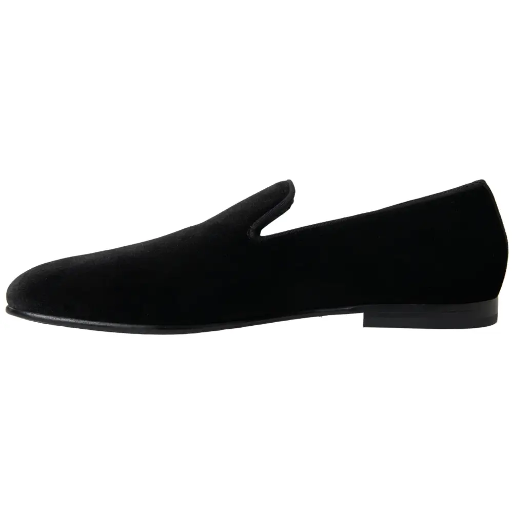 Dolce & Gabbana Schwarzer Samt Loafers Formelle Schuhe - EU39/US6