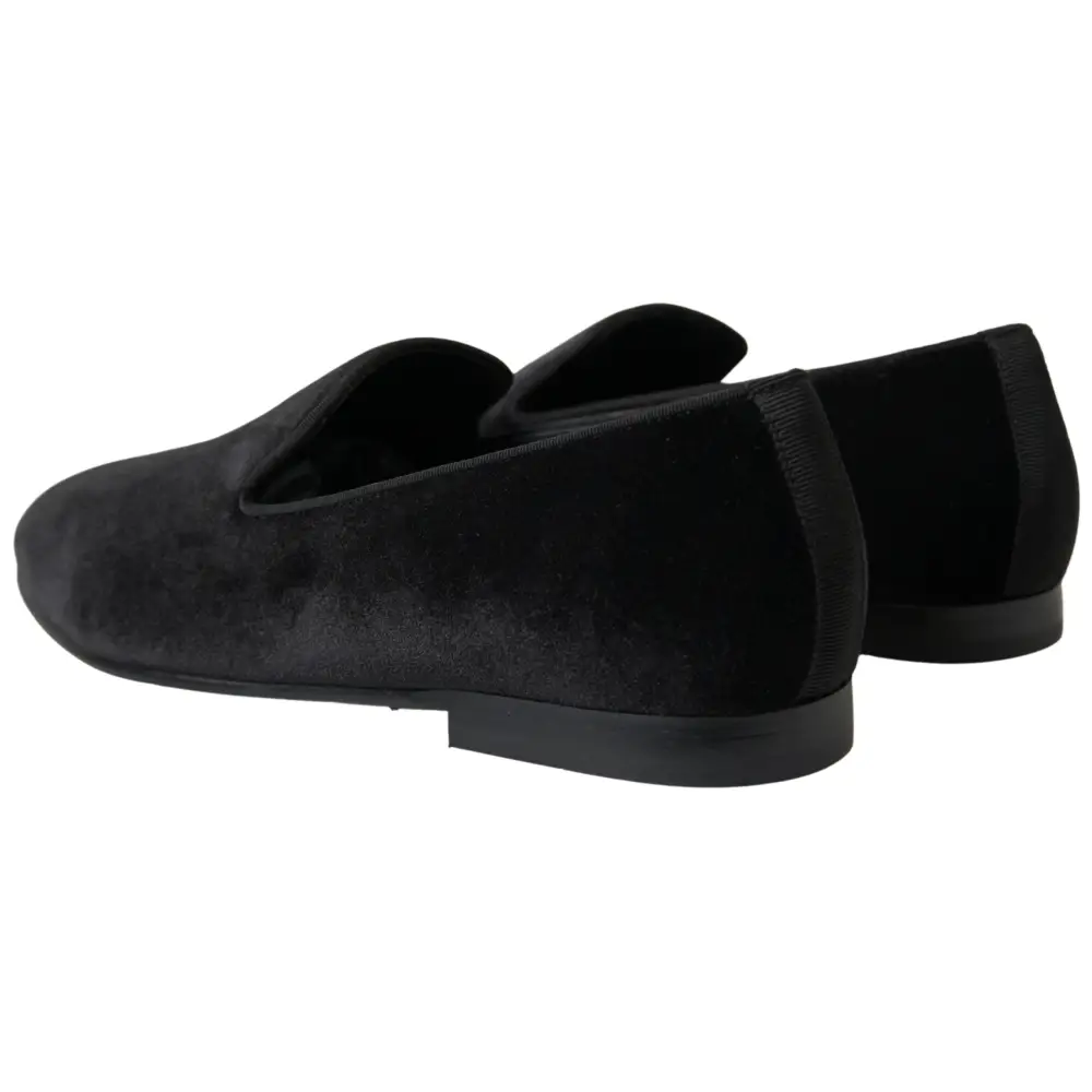 Dolce & Gabbana Schwarzer Samt Loafers Formelle Schuhe - EU39/US6