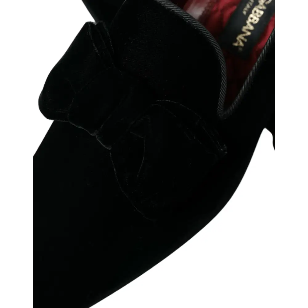 Dolce & Gabbana Schwarzer Samt Loafers Formelle Schuhe - EU40/US7
