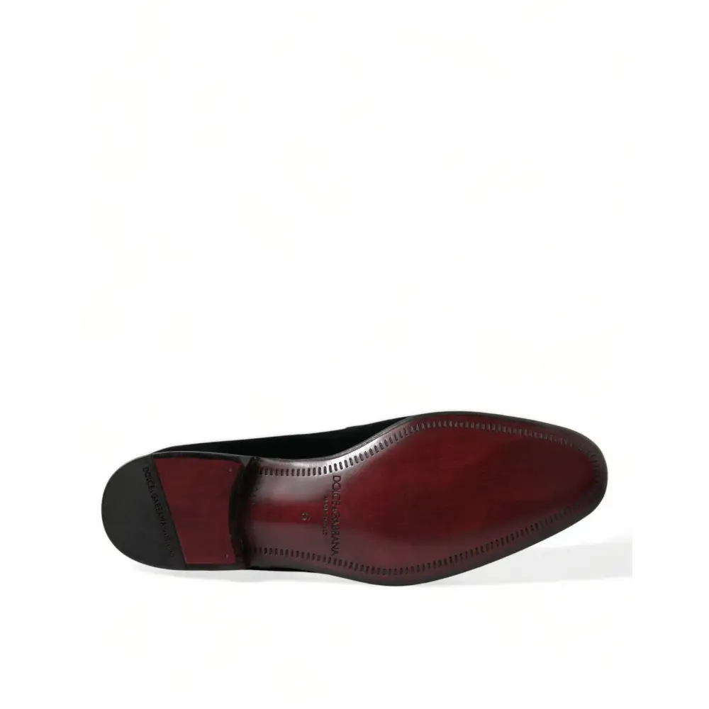Dolce & Gabbana Schwarzer Samt Loafers Formelle Schuhe - EU40/US7