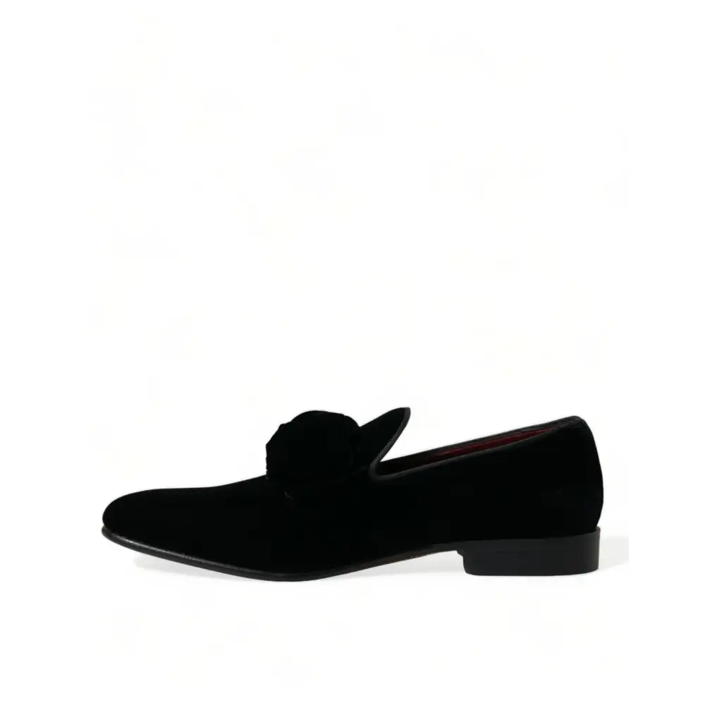 Dolce & Gabbana Schwarzer Samt Loafers Formelle Schuhe - EU40/US7
