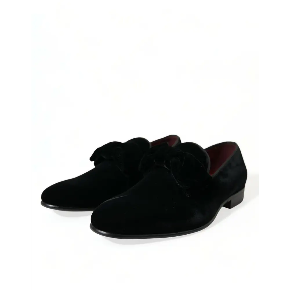 Dolce & Gabbana Schwarzer Samt Loafers Formelle Schuhe - EU40/US7