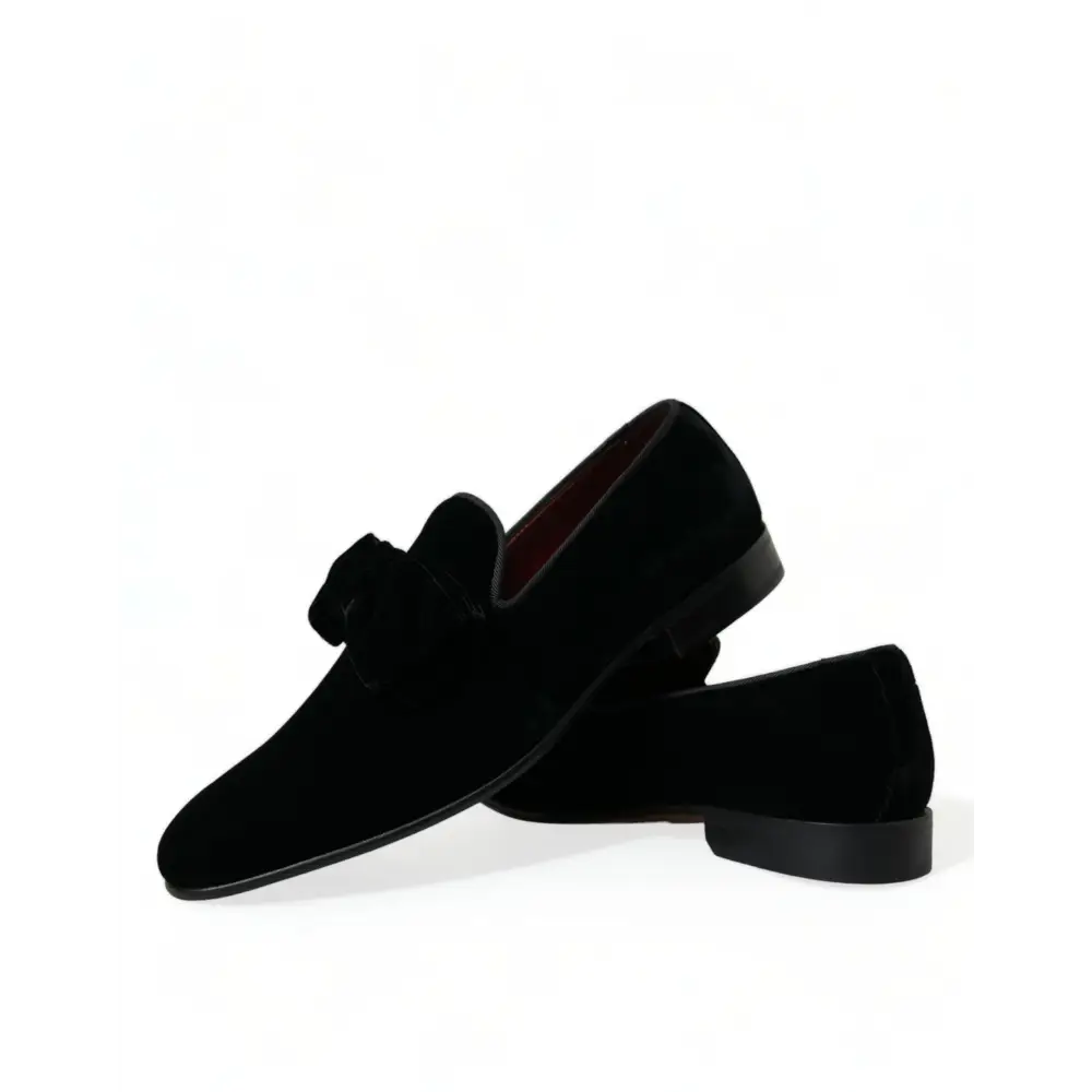 Dolce & Gabbana Schwarzer Samt Loafers Formelle Schuhe - EU40/US7