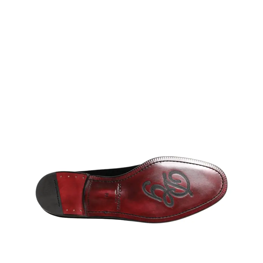 Dolce & Gabbana Schwarzer Samt Slip On Loafers Männer Formelle Schuhe