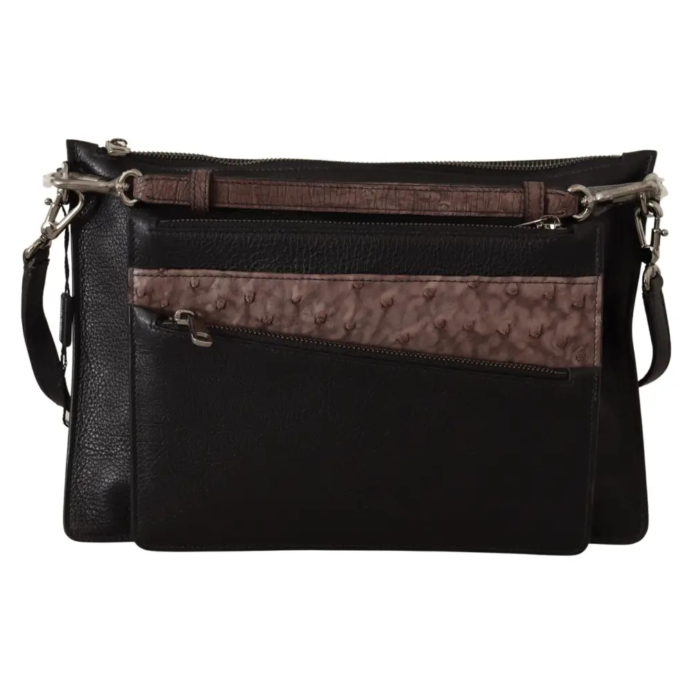 Dolce & Gabbana Schwarzes Exotenleder Schulterriemen Alta Sartoria Tasche