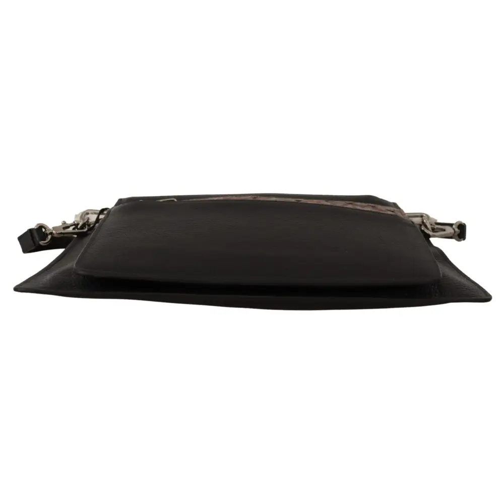 Dolce & Gabbana Schwarzes Exotenleder Schulterriemen Alta Sartoria Tasche