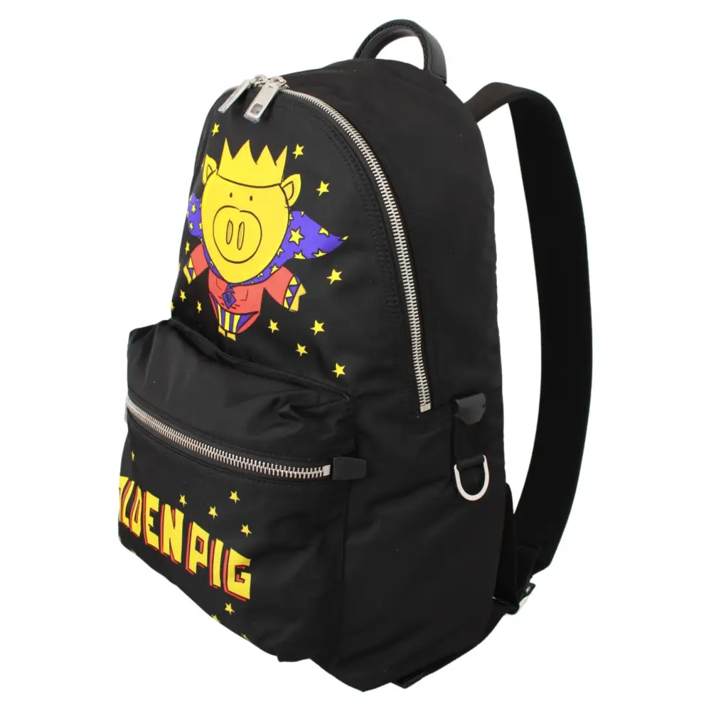 Dolce & Gabbana Schwarzes Goldenes Schwein des Jahres Schulrucksack