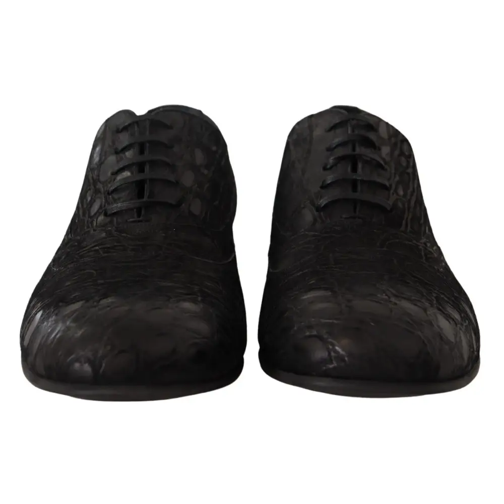Dolce & Gabbana Schwarzes Kaimanleder Herren Oxford Schuhe - EU44/US11