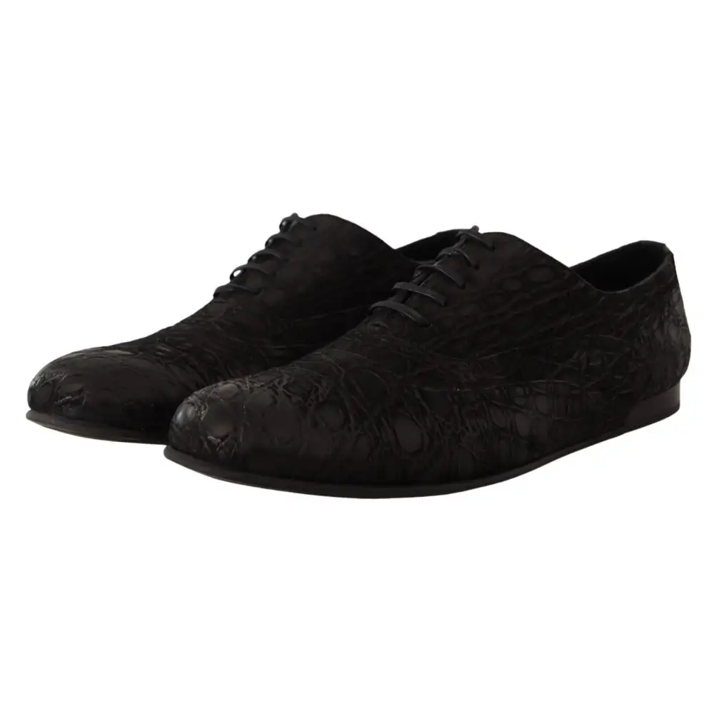 Dolce & Gabbana Schwarzes Kaimanleder Herren Oxford Schuhe - EU44/US11