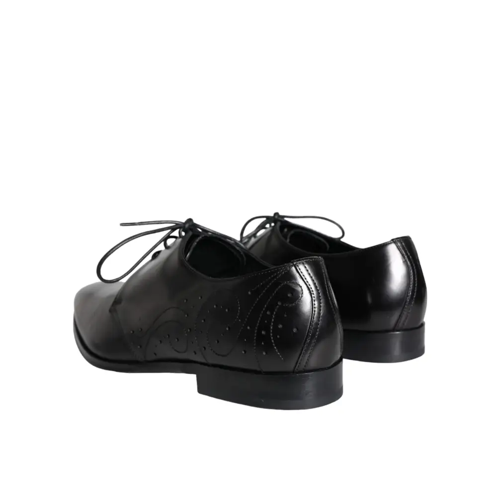 Dolce & Gabbana Schwarzes Kalbsleder Derby Herren Anzugschuhe - EU43/US10