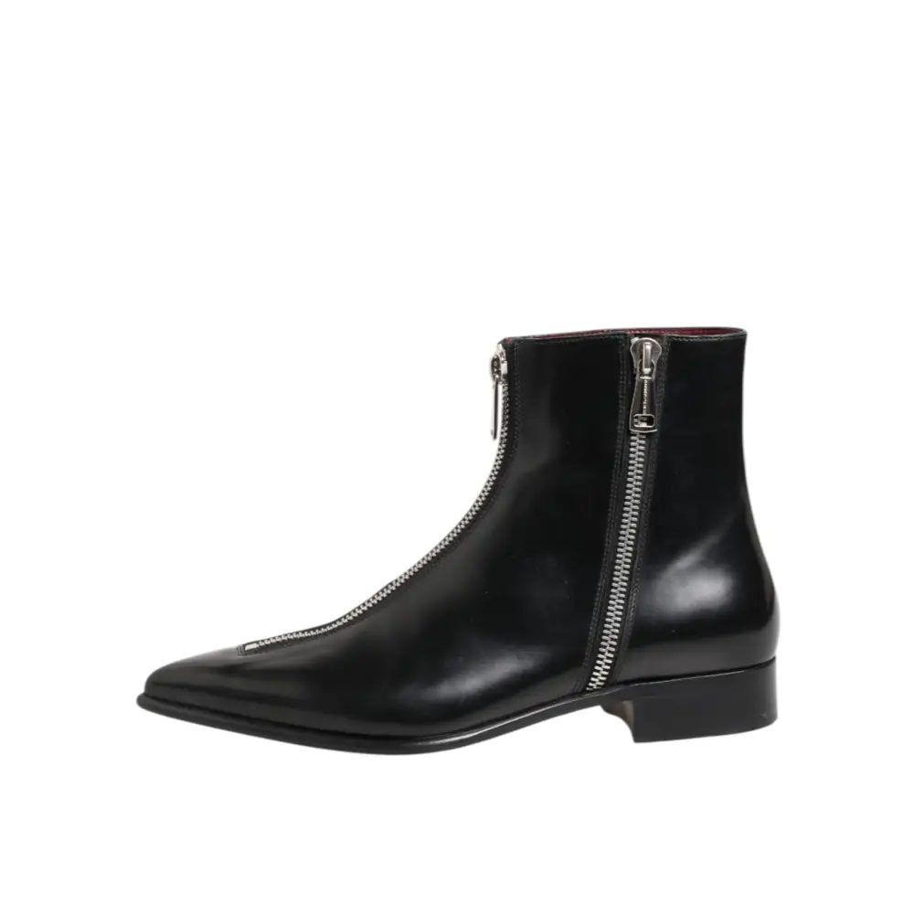 Dolce & Gabbana Schwarzes Kalbsleder Herren SHORT Stiefel Schuhe - EU 41 | US 8