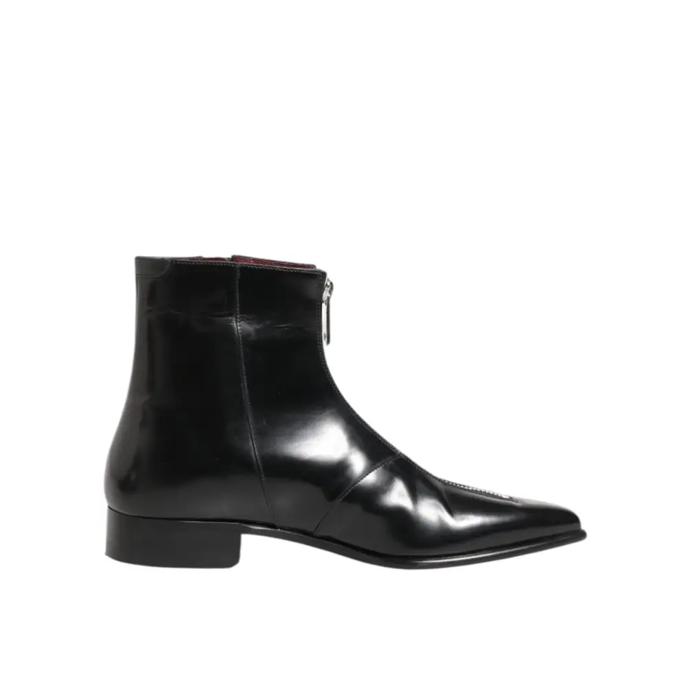 Dolce & Gabbana Schwarzes Kalbsleder Herren SHORT Stiefel Schuhe - EU 41 | US 8