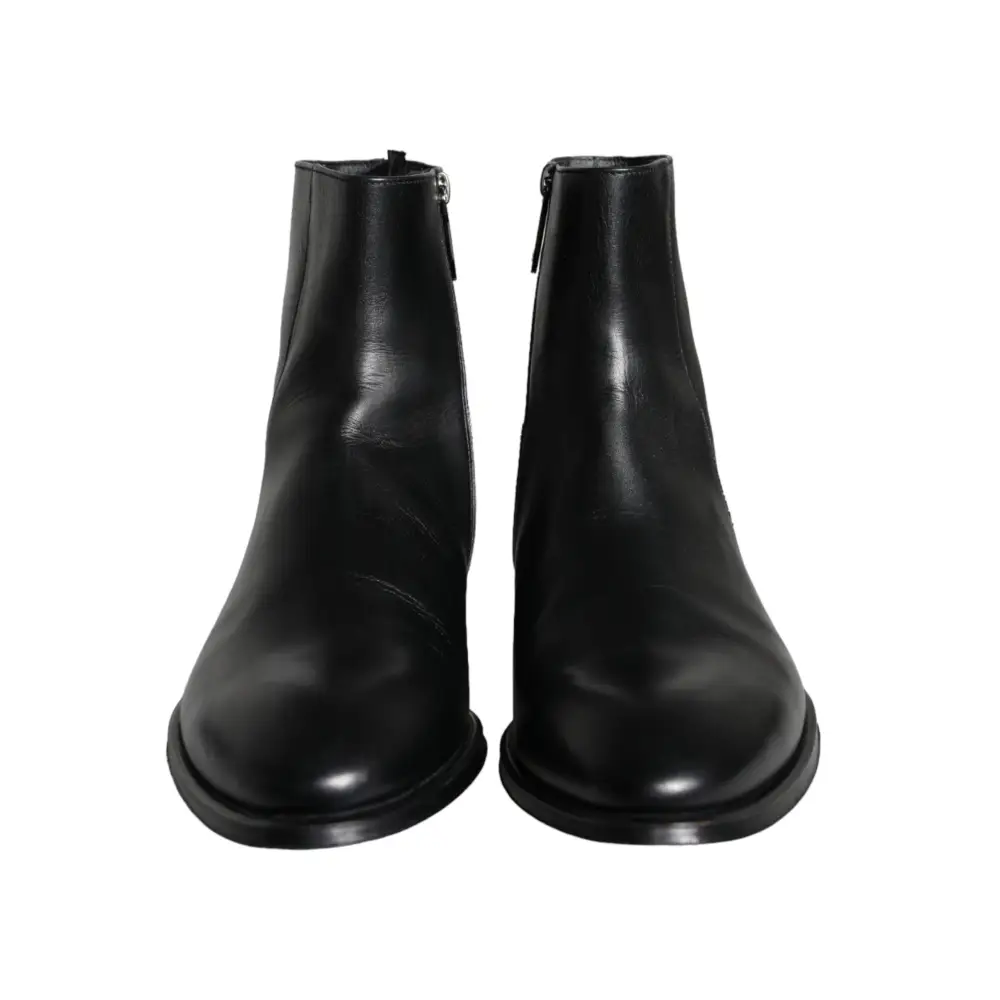 Dolce & Gabbana Schwarzes Kalbsleder Herrenstiefel Herrenschuhe - EU41/US8