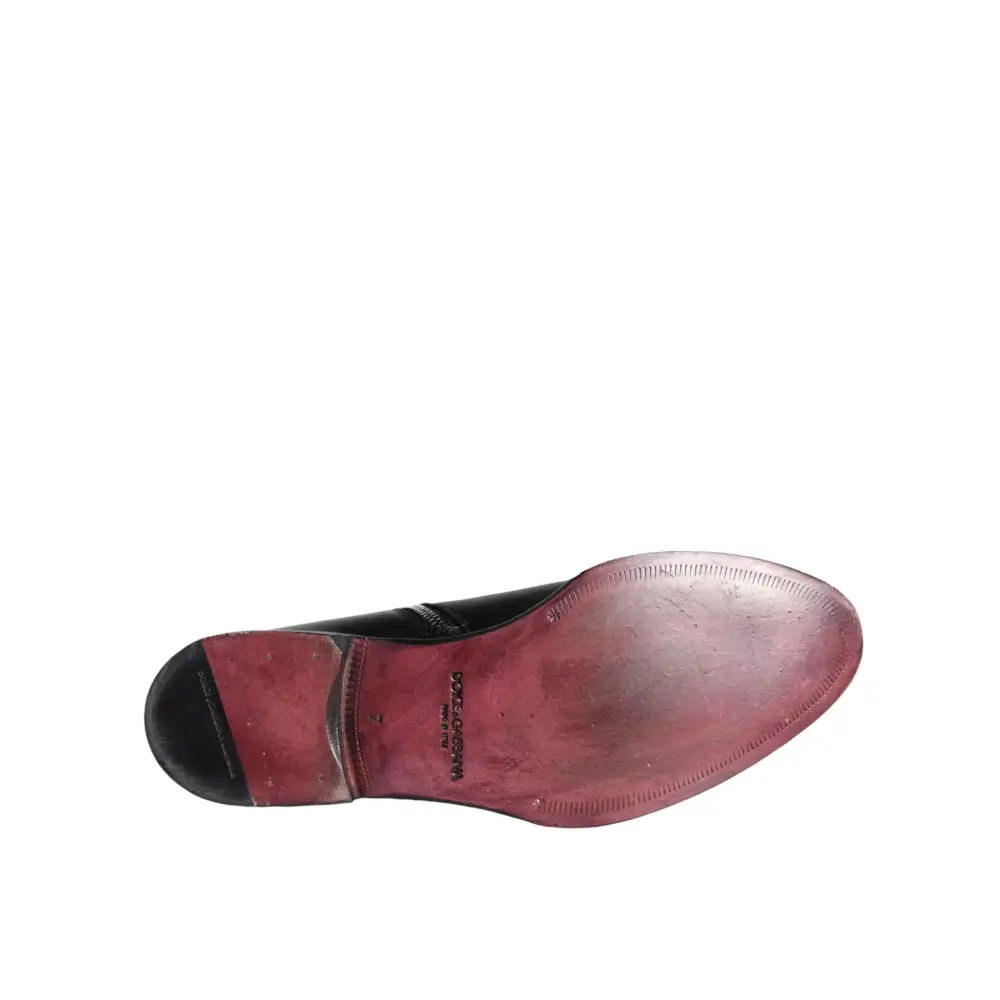 Dolce & Gabbana Schwarzes Kalbsleder Herrenstiefel Herrenschuhe - EU41/US8