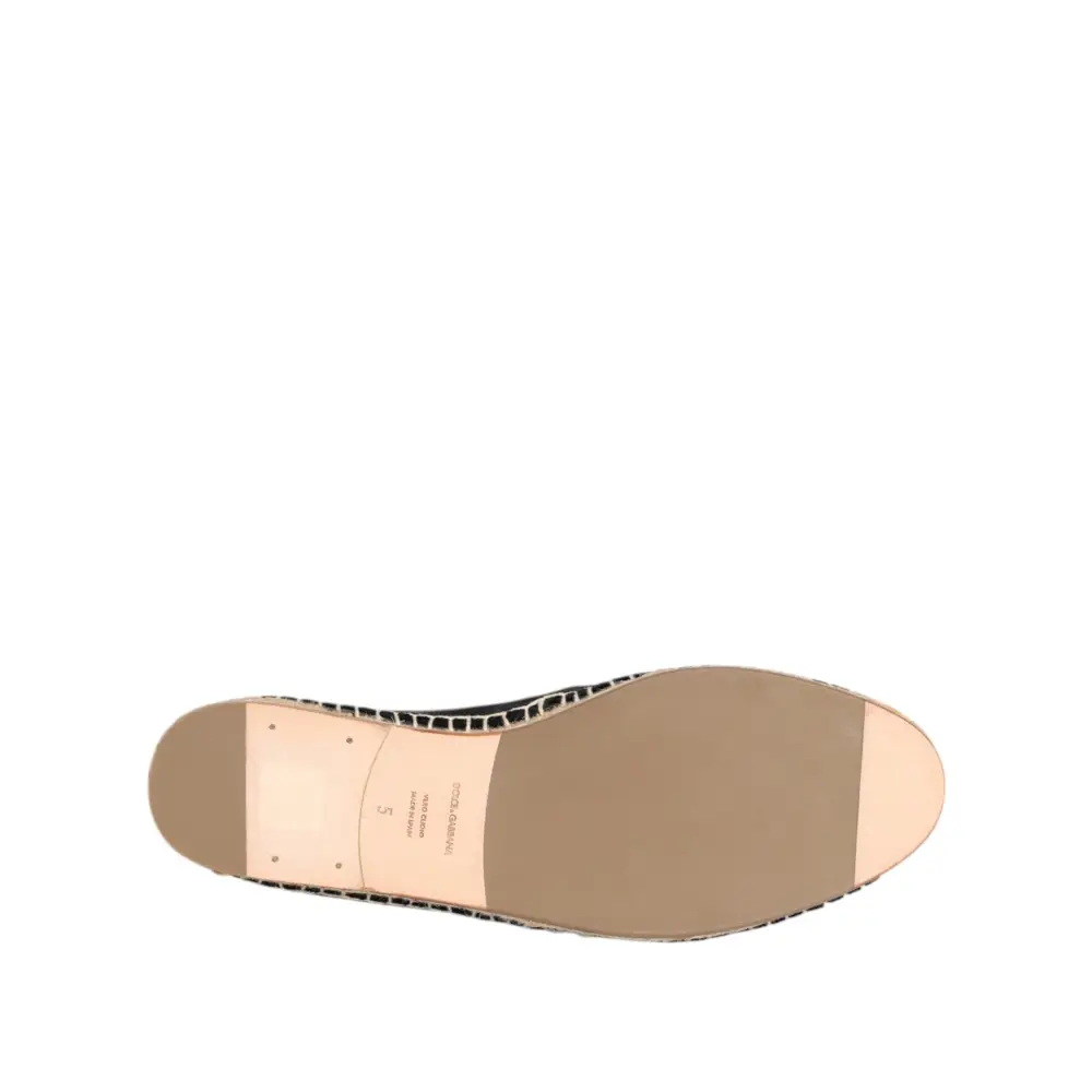 Dolce & Gabbana Schwarzes Kreuz Kristall Slip On Espadrille Schuhe - EU39/US6