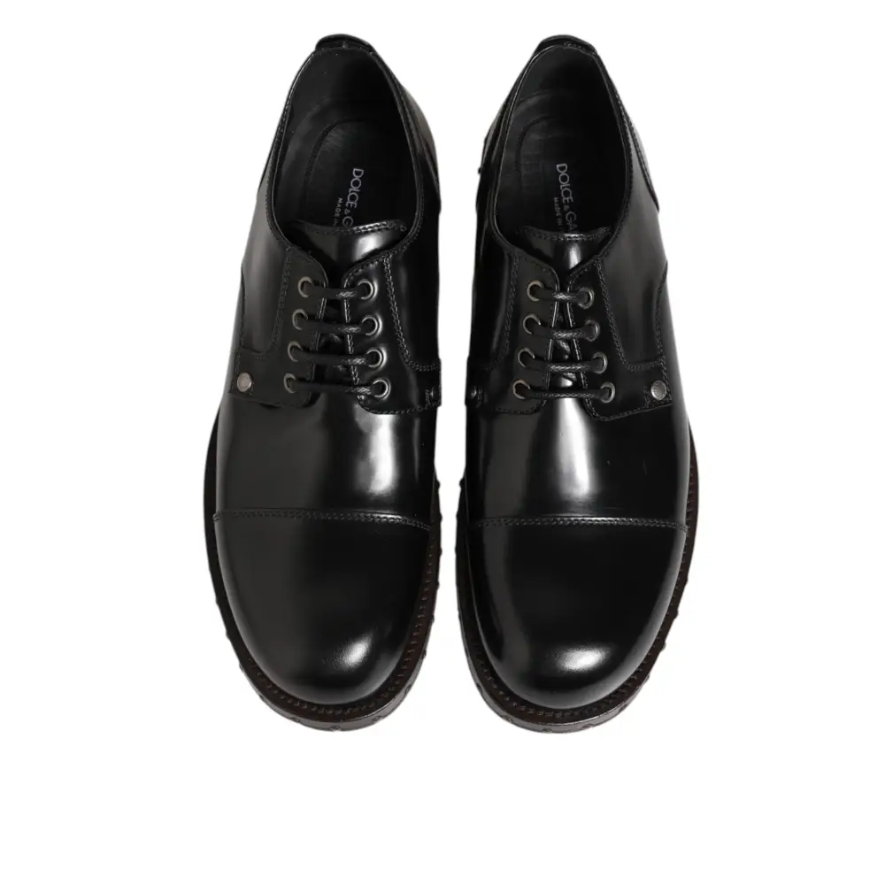 Dolce & Gabbana Schwarzes Leder beschlagene Männer formelle Derby Schuhe