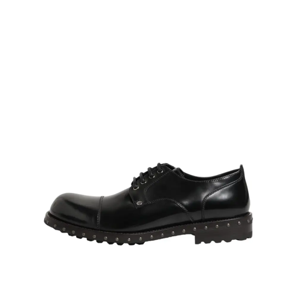 Dolce & Gabbana Schwarzes Leder beschlagene Männer formelle Derby Schuhe
