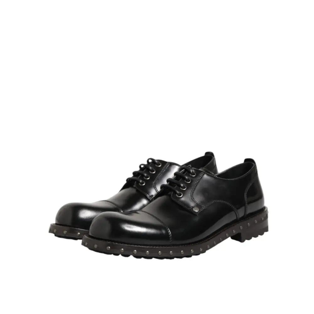 Dolce & Gabbana Schwarzes Leder beschlagene Männer formelle Derby Schuhe