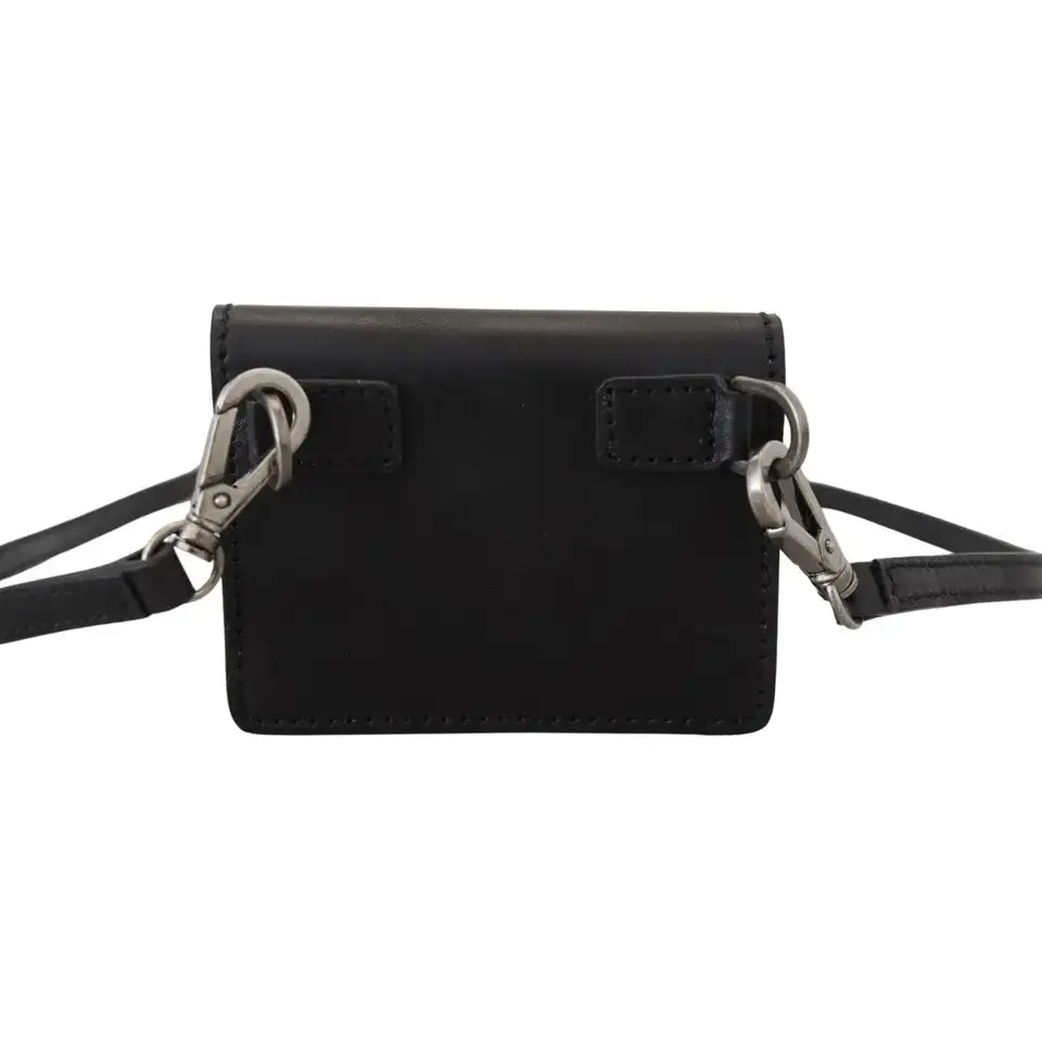 Dolce & Gabbana Schwarzes Leder Bifold Shoulder Sling Frauen Brieftasche