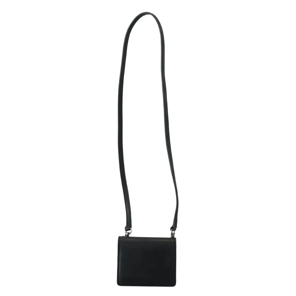 Dolce & Gabbana Schwarzes Leder Bifold Shoulder Sling Frauen Brieftasche