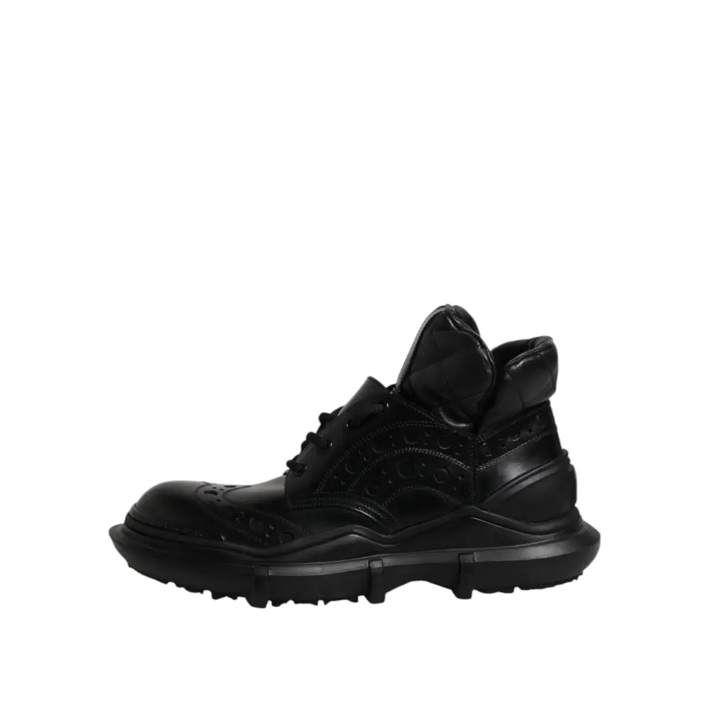 Dolce & Gabbana Schwarzes Leder Casual Herrenstiefel Schuhe - EU40/US7