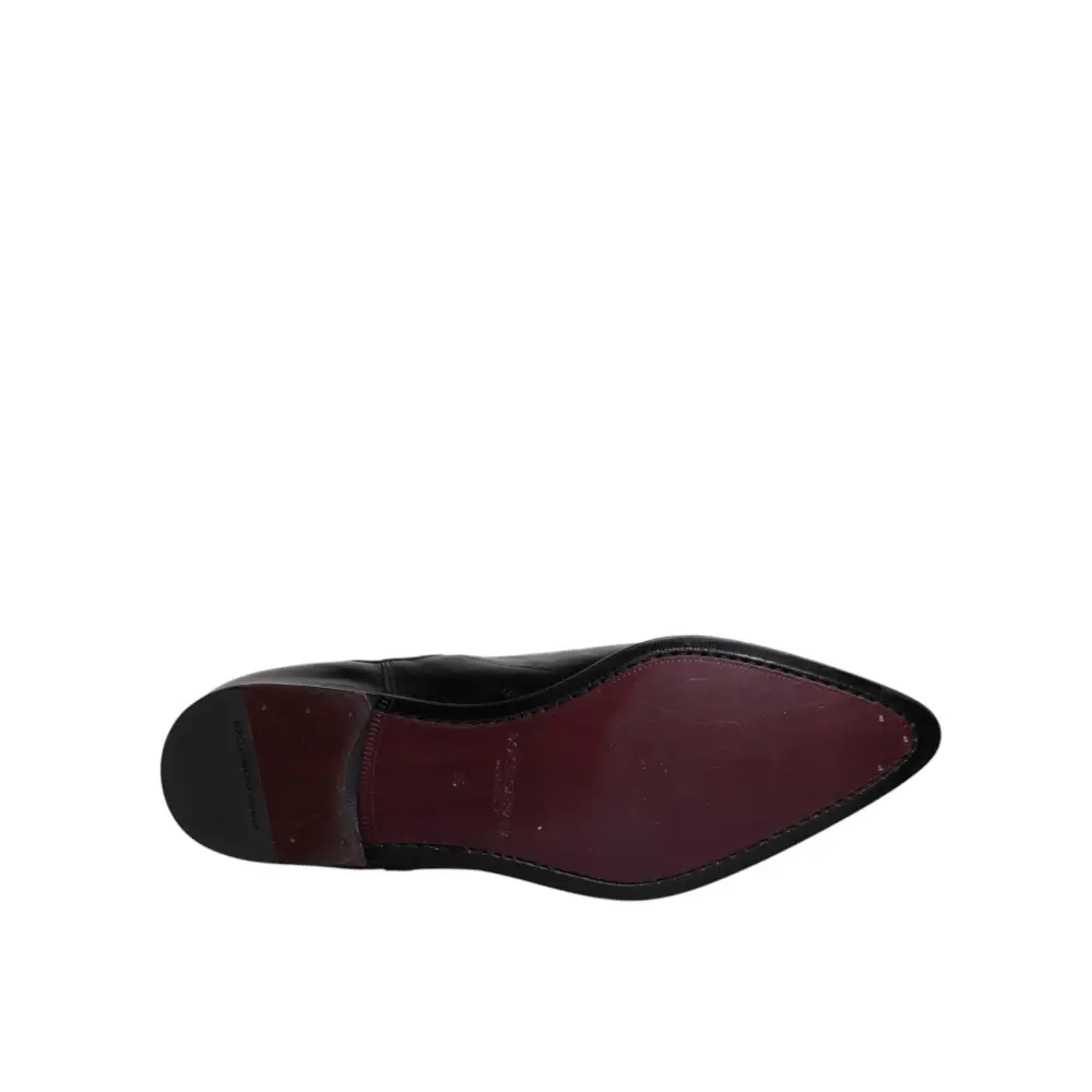 Dolce & Gabbana Schwarzes Leder Chelsea Herrenstiefel Schuhe - EU44/US11