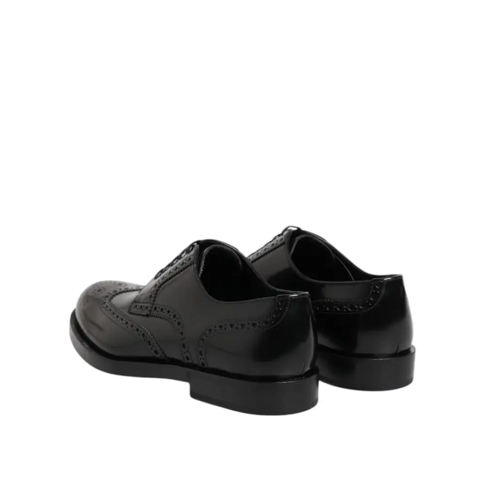 Dolce & Gabbana Schwarzes Leder Derby Wingtip Formelle Schuhe