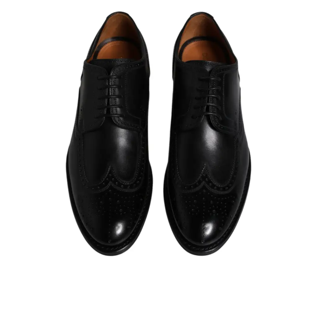 Dolce & Gabbana Schwarzes Leder Derby Wingtip Formelle Schuhe - EU39.5/US6.5