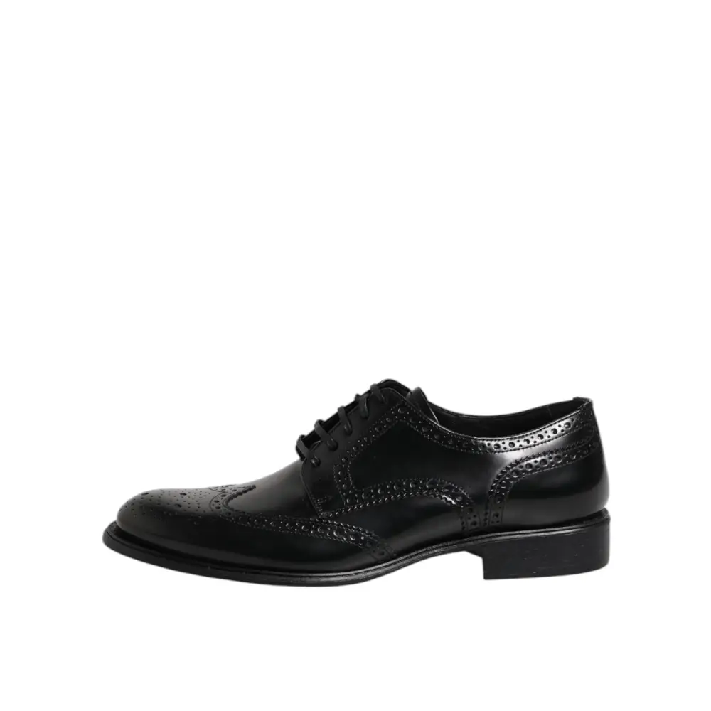 Dolce & Gabbana Schwarzes Leder Derby Wingtip Formelle Schuhe - EU 41 | US 8