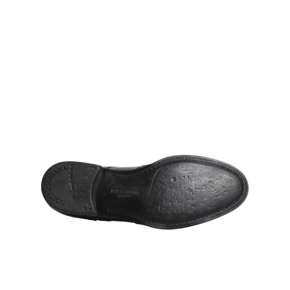 Dolce & Gabbana Schwarzes Leder Derby Wingtip Formelle Schuhe - EU 41 | US 8