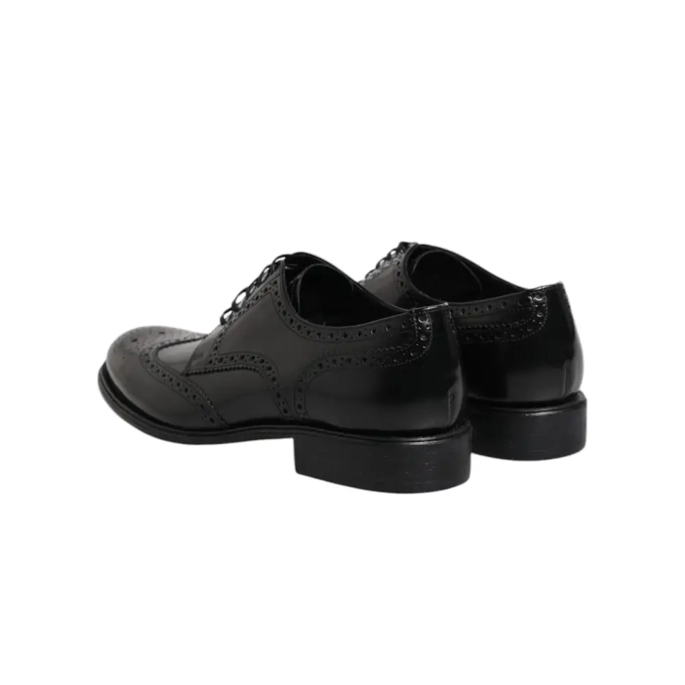 Dolce & Gabbana Schwarzes Leder Derby Wingtip Formelle Schuhe - EU 41 | US 8