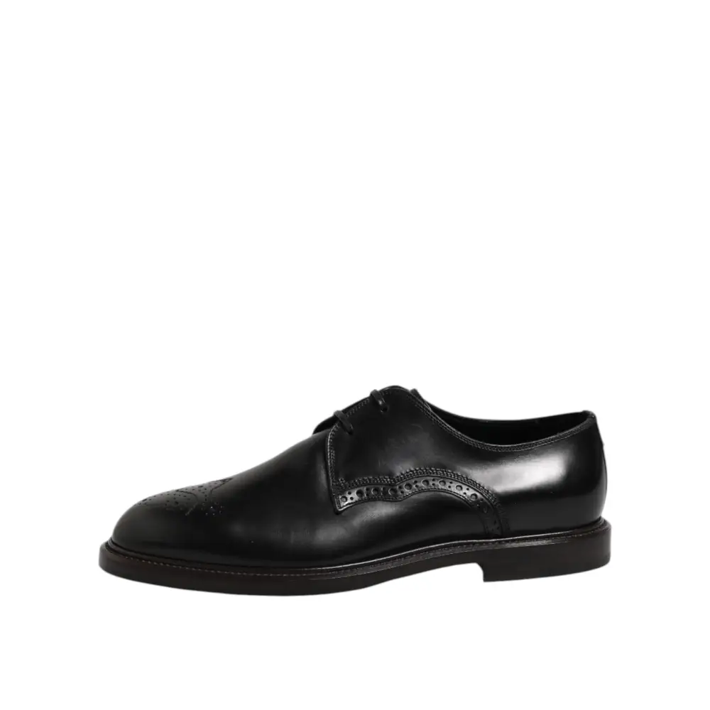Dolce & Gabbana Schwarzes Leder Derby Wingtip Formelle Schuhe - EU41/US8