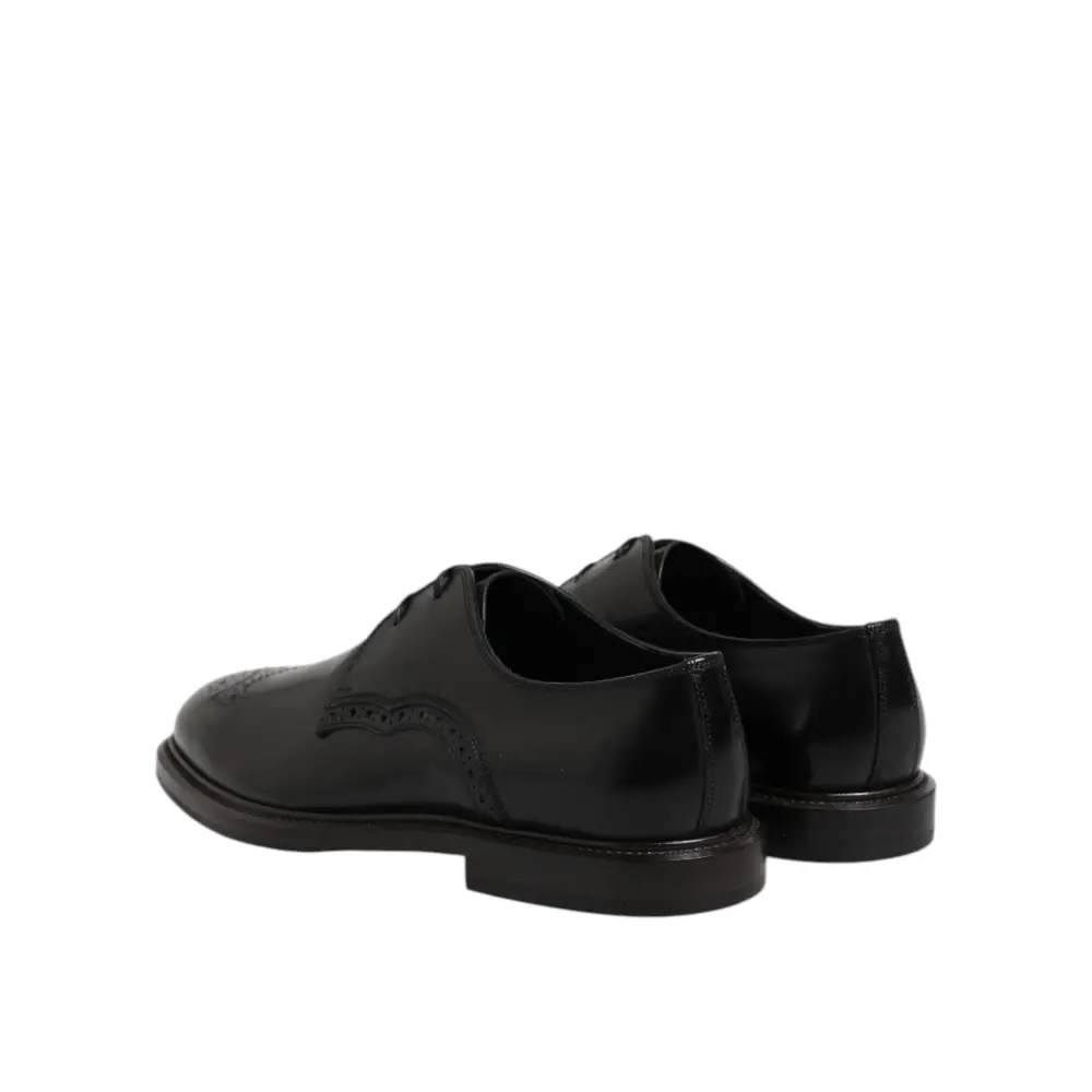 Dolce & Gabbana Schwarzes Leder Derby Wingtip Formelle Schuhe - EU41/US8