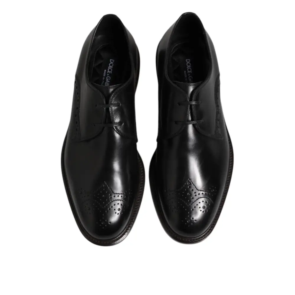 Dolce & Gabbana Schwarzes Leder Derby Wingtip Formelle Schuhe - EU41/US8